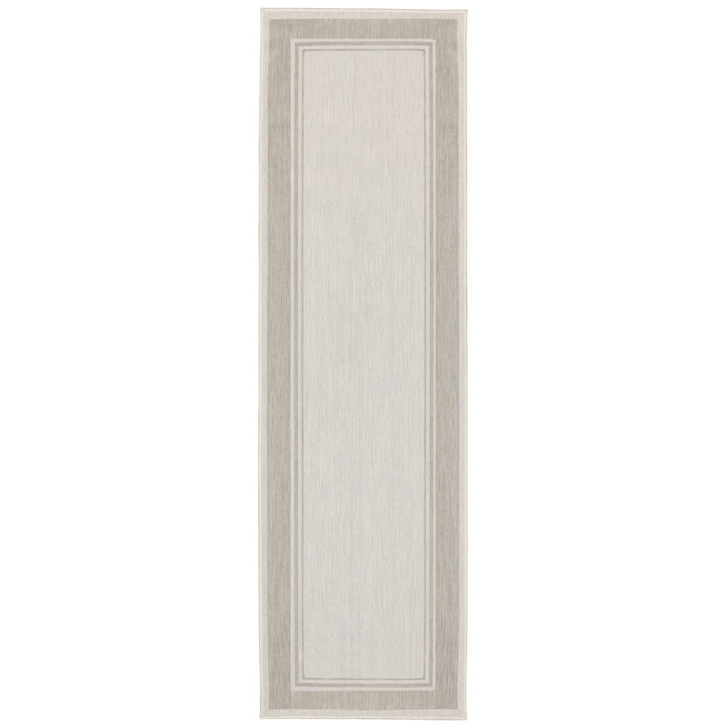 Tapis intérieur / extérieur Anne / Ivoire, Tapis de couloir de 1 pi 10 po x 7 pi 3 po