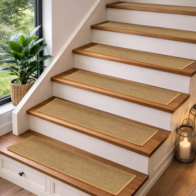 Tapis d'escalier antidérapant 15 pièces, marchepied 3D adhésif pour marches en bois d'intérieur | Adhésif lavable et réutilisable pour tapis d'escalier | Tapis