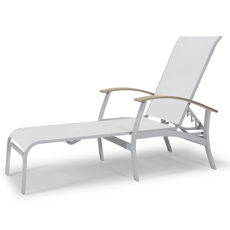 Belle Isle Outdoor Chaise Lounge, White 6D Sunbrella®, Desert P60, Textured Graphite