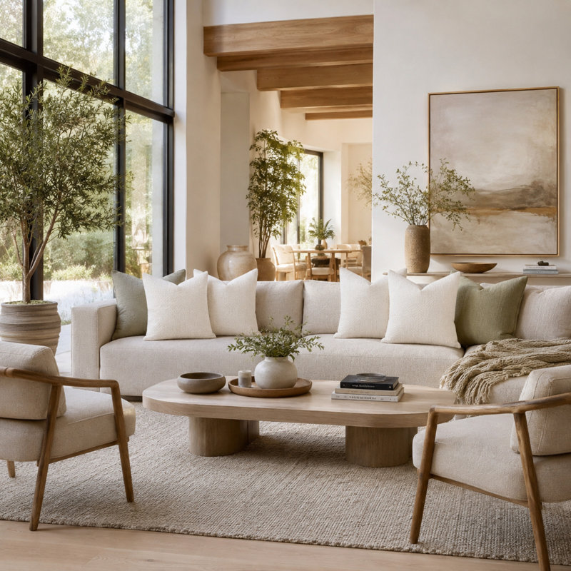 Lot de 2 housses de coussin tissées texturées Rockland 50 x 50 cm blanc beige, White & Beige