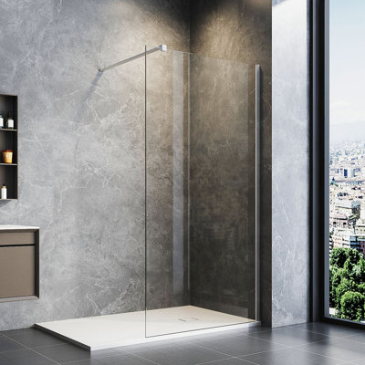 Darshanna 190mm H Walk In Frameless Walk In Glass Screens with Clear Glass