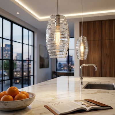 Aref 1-Light Dimmable Handblown Glass Single Pendant