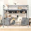 Lit mezzanine gris avec bureau, espace de rangement suffisant, tiroirs et armoires de chargement, et espace-1053818867