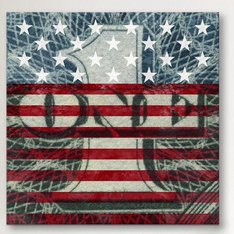 Lettre 1 dollar américain, impression sur toile, H 12 po x l 12 po x P 1,5 po