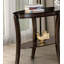 Table de canapé ovale de style traditionnel avec tablette de rangement inférieure ouverte et pieds courbés, finition noyer
