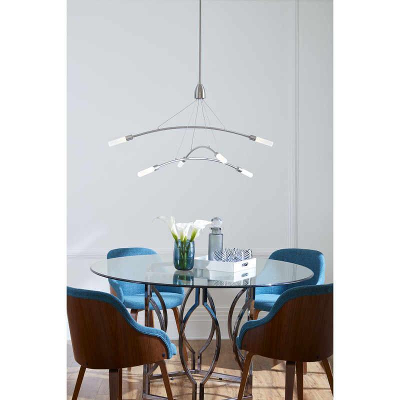 Lustre unique à 6 lumières DEL Besek, Nickel brossé