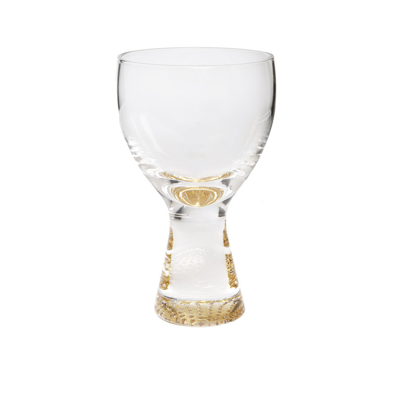 Set of 6 Clear Wine Glasses with Gold Reflection Base