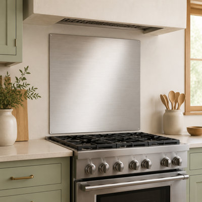 29.5" × 24" Stainless Steel Range Backsplash Panel, Flat Easy-Clean Stove Wall Protector with Pre-Drilled Holes