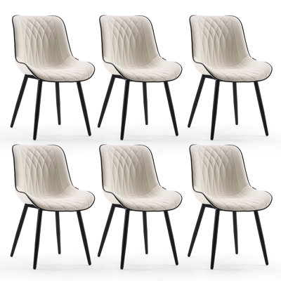 Modern Dining Chairs Faux Leather Upholstered Kitchen Chairs Side Chair With Metal Legs
