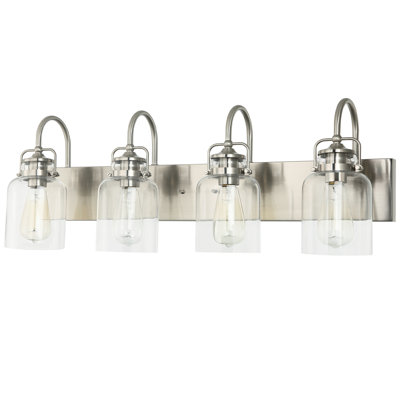 Loucks 30 in. 4-Light Farmhouse Dimmable Vanity Light with Clear Glass Shade