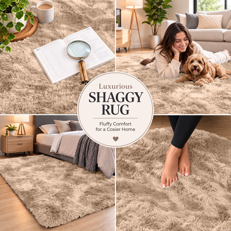 Rectangle Shaggy Washable Area Rug, Tye Dye Beige, Rectangle 50 x 80 cm