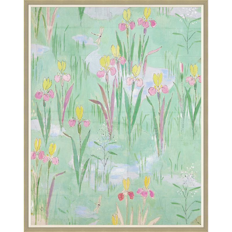Fleur Vertes 1 Print by Paule Marrot, 54" H x 43" W x 1.25" D, Silver Framed