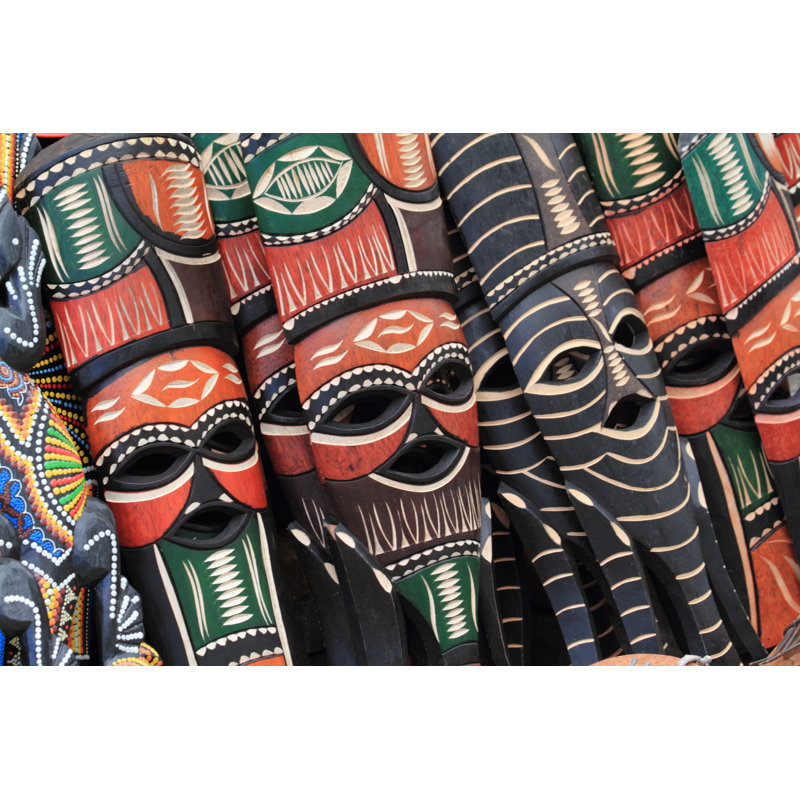 African Masks by Heckepics - Wrapped Canvas Print, 30cm H x 46cm W