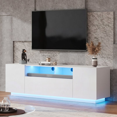 Caelah Modern TV Stand for TVs up to 65", Entertainment Center with LED Lights & Large Storage Cabinets, Sturdy TV Console for Living Room, Bedroom