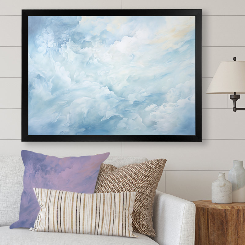Nuage charme liquide V - impressions sur toile de nuages, H 16 po x l 32 po x P 1 po, Cadre simple noir