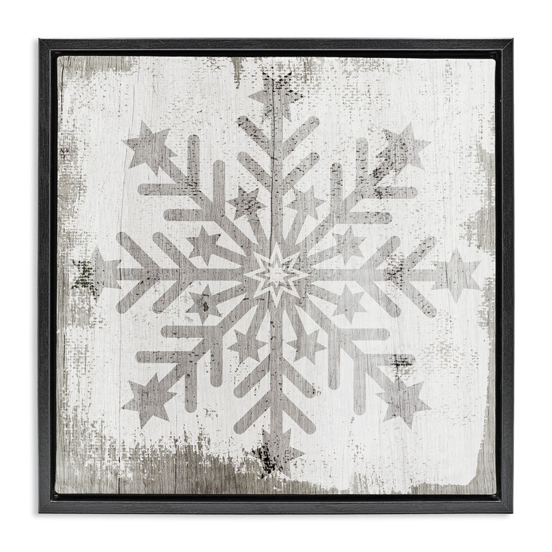 Motif de flocons de neige d'hiver, H 18 po x l 18 po, Cadre flottant noir de jais
