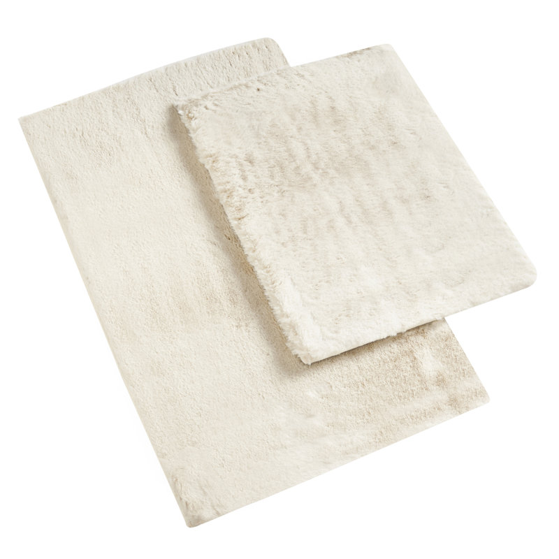 Rosenda Faux Fur Non-slip Bath Mat, Ivory