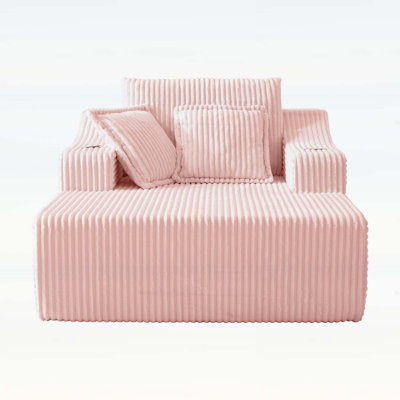 Canapé-lit rembourré surdimensionné et confortable avec porte-gobelets et 3 coussins