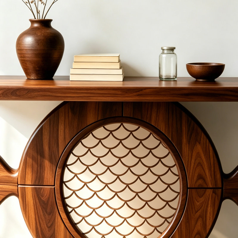 Console en bois massif de style moderne, 35.4" H x 47.2" W x 15.7" D