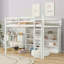 Lit mezzanine avec 8 tablettes de rangement ouvertes et échelle intégrée-1530066960-1530066967