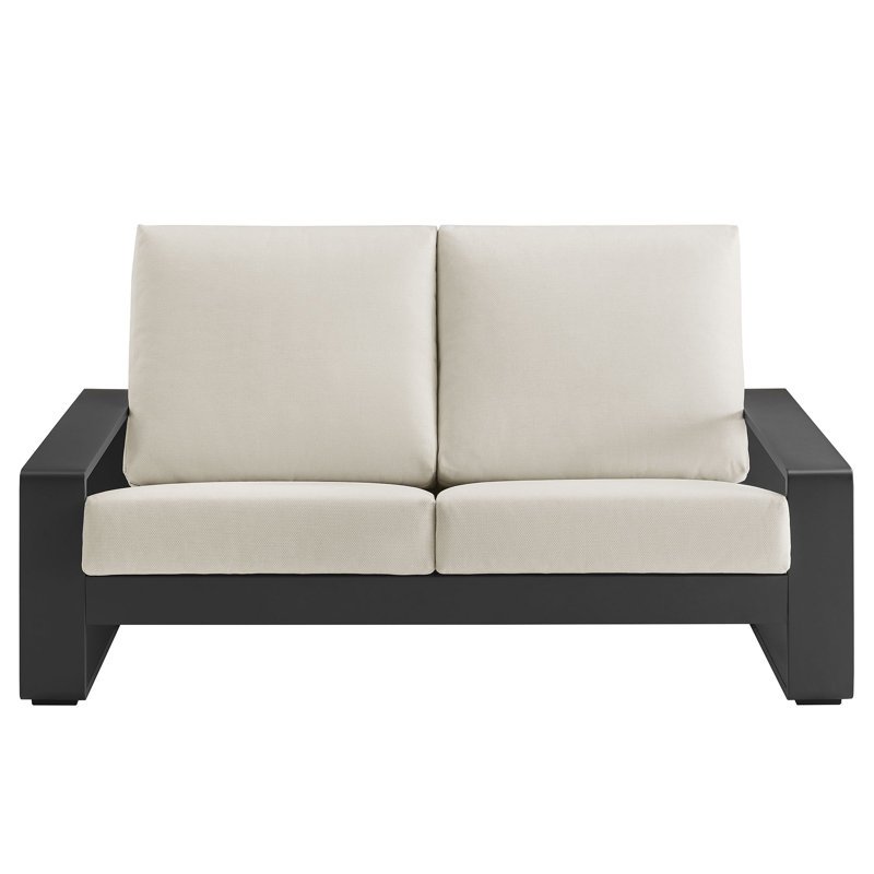Lirienne Outdoor Patio Aluminum Loveseat, Gray, Cream