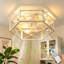 Ventilateur de plafond encastré à cage hexagonale en métal avec télécommande