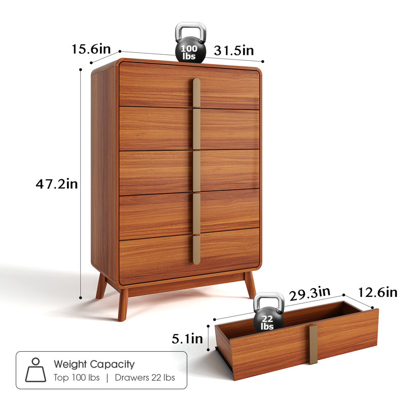 Commode 5 tiroirs Mid-Century