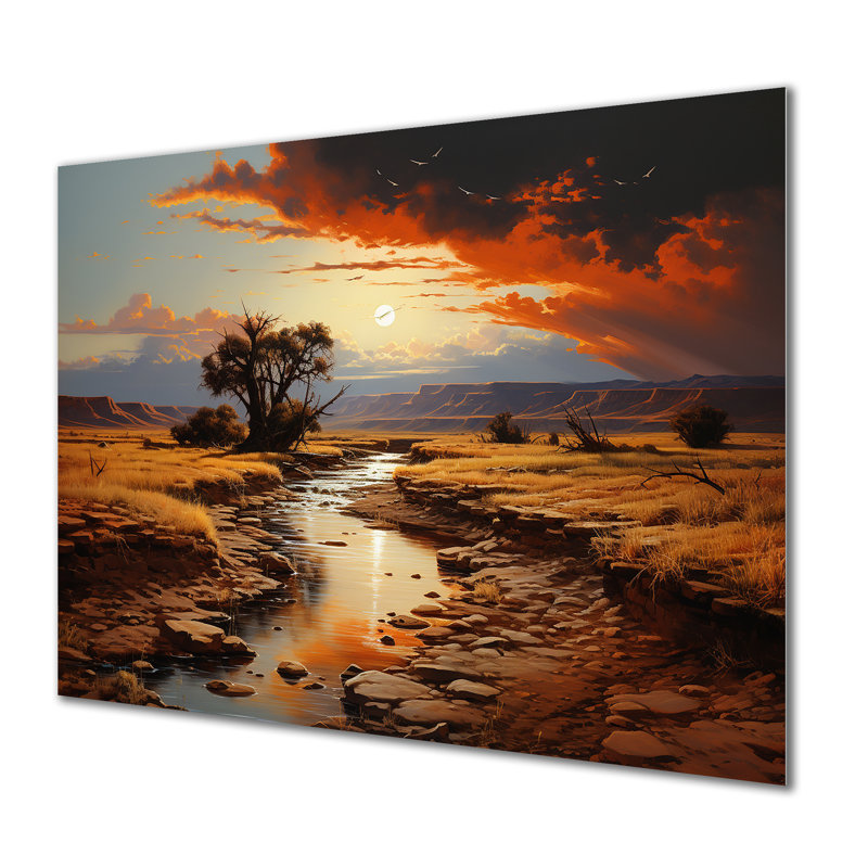 «Moonlit Sunset On Canyon Landscape III - Canyon & Desert», art mural en métal, H 24 po x l 32 po x P 1 po