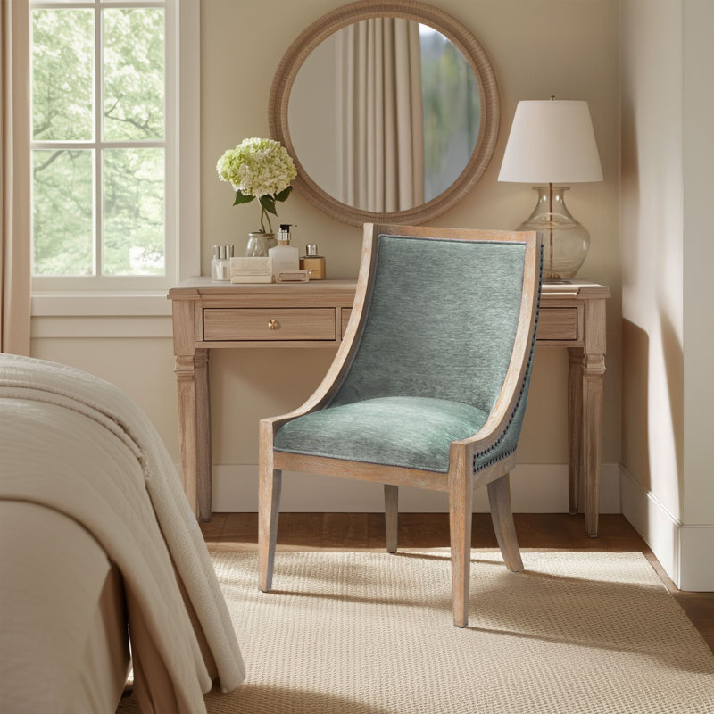 Bedford Elmcrest Upholstered Dining Chair with Nailhead Trim, Soft Green