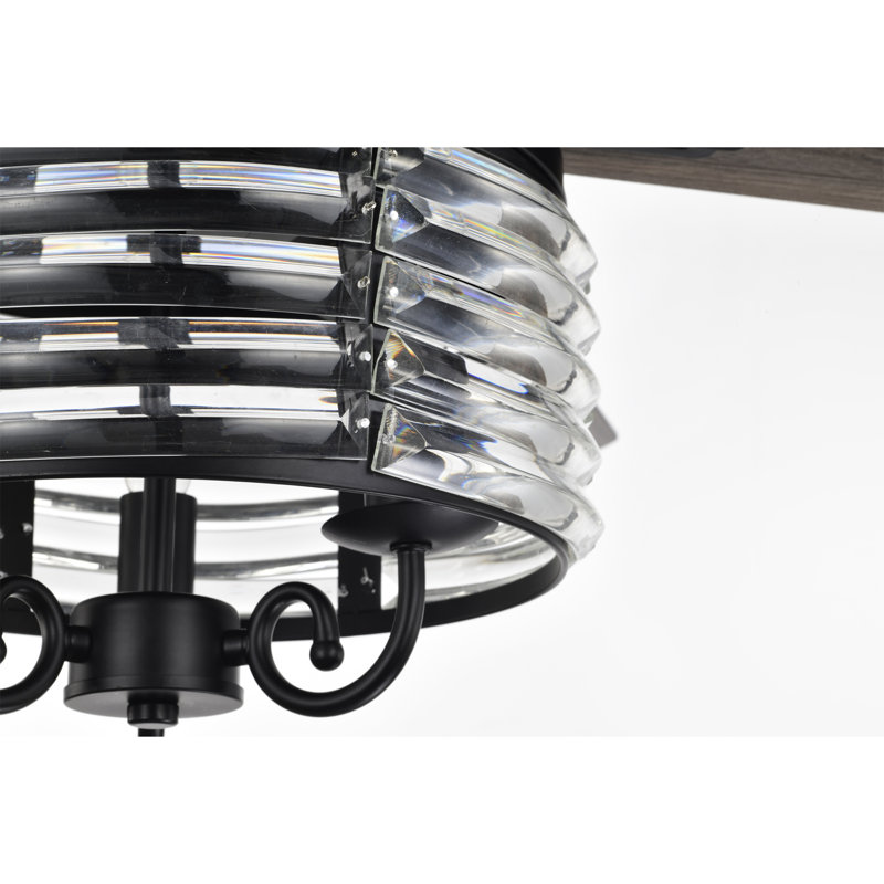 Ventilateur de plafond standard à 5 pales de 52 po avec télécommande et ensemble d'éclairage inclus Leday, Noir mat