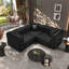 Ensemble de canapé modulaire en forme de L 75,1 po, canapé modulaire rembourré en similicuir 3 places avec conception touffetée à la main pure, 3 coussins, combinaison multiple pour le salon-1147309790