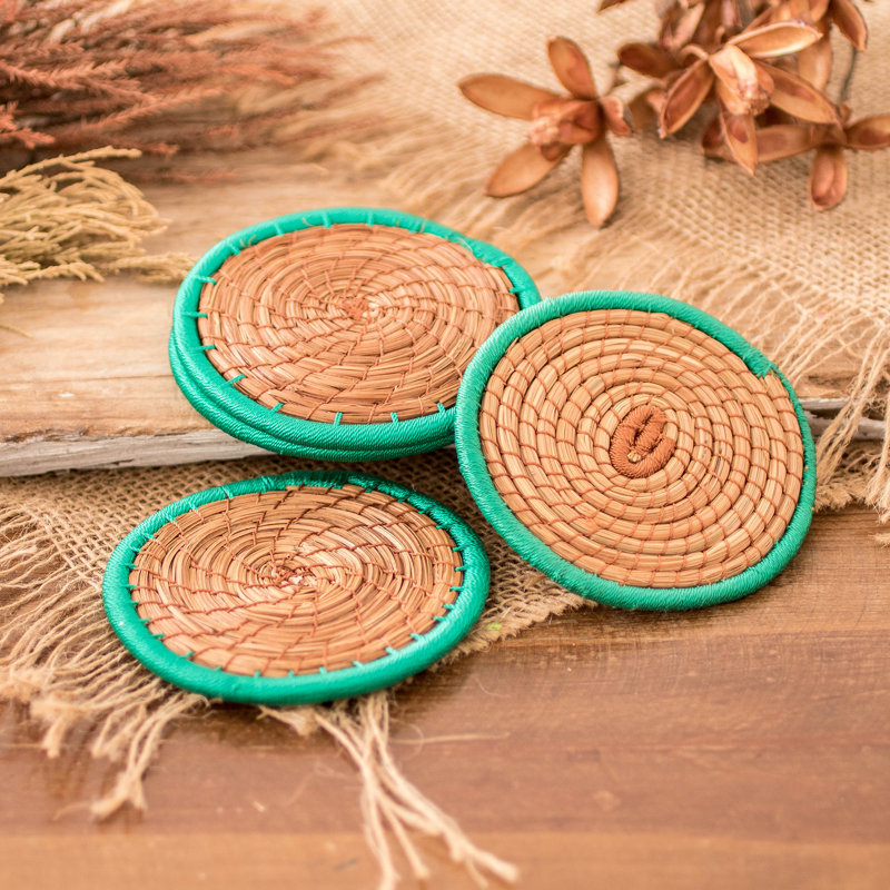 Ensemble de 4 sous-verres en pin Bungalow Rose