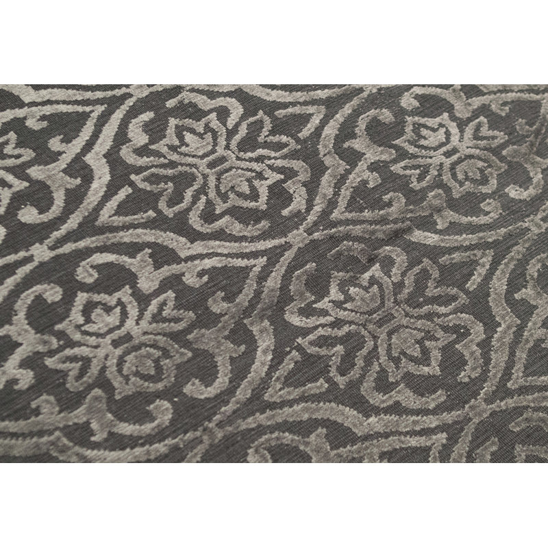 Jakat Wool Damask Area Rug in Gray