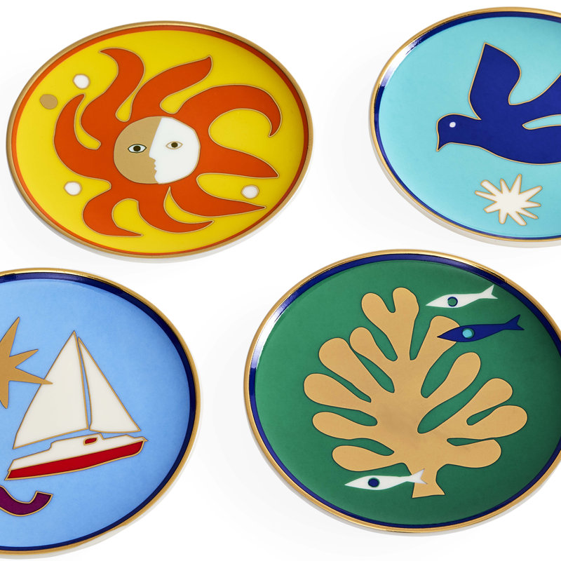 Ensemble de sous-verres ronds en céramique 4 pièces Playa