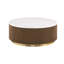Table basse ronde de 35 po, table basse tambour en marbre véritable avec base en bois d'ingénierie cannelée et garniture en acier inoxydable de ton doré, table de salon contemporaine-1642326316