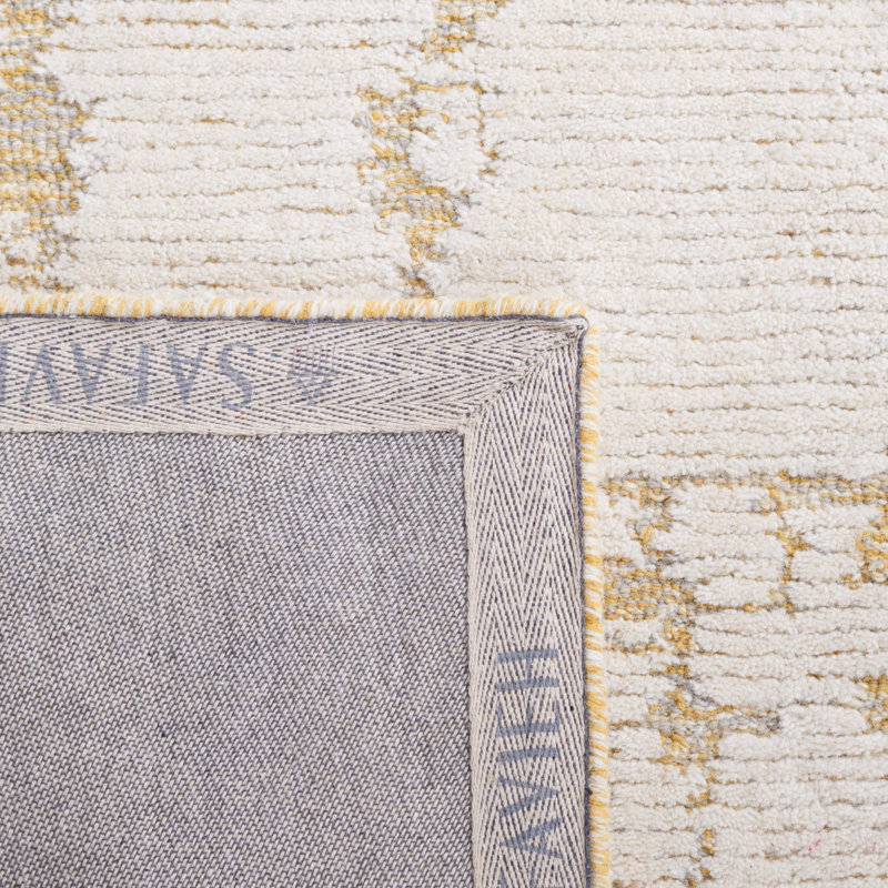 Martha Stewart 4533 Hand Tufted Wool/Cotton Rug in Gold/Ivory, Runner 2'3" x 8'