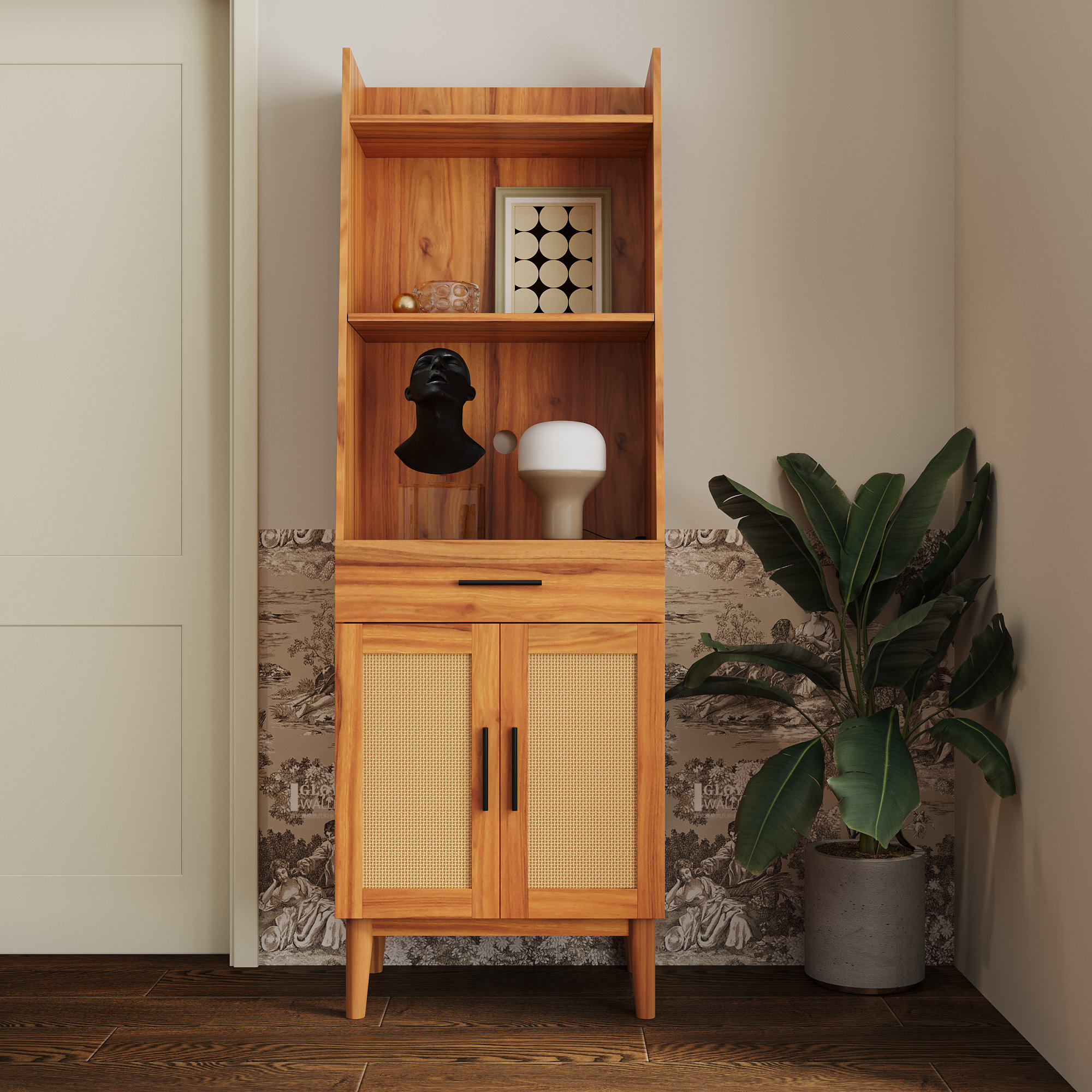 BreeBe Brown Slim Storage Cabinet with Shelves | Mathis Home