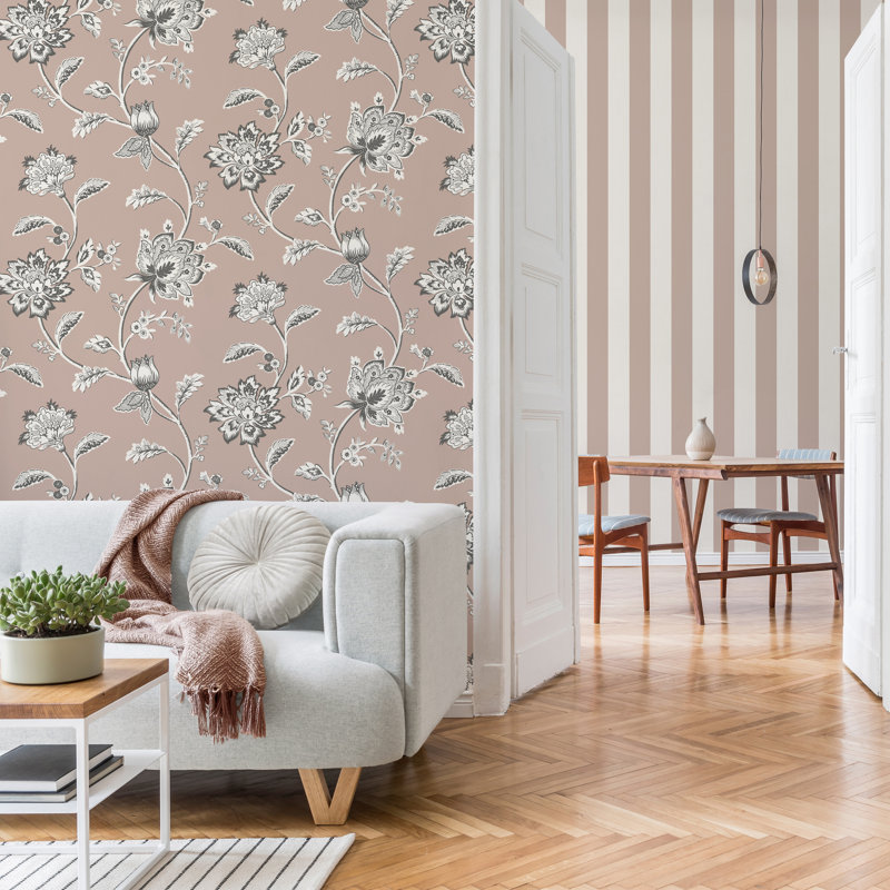 Lark Manor 10.5m x 52cm Floral Wallpaper Roll, Pink