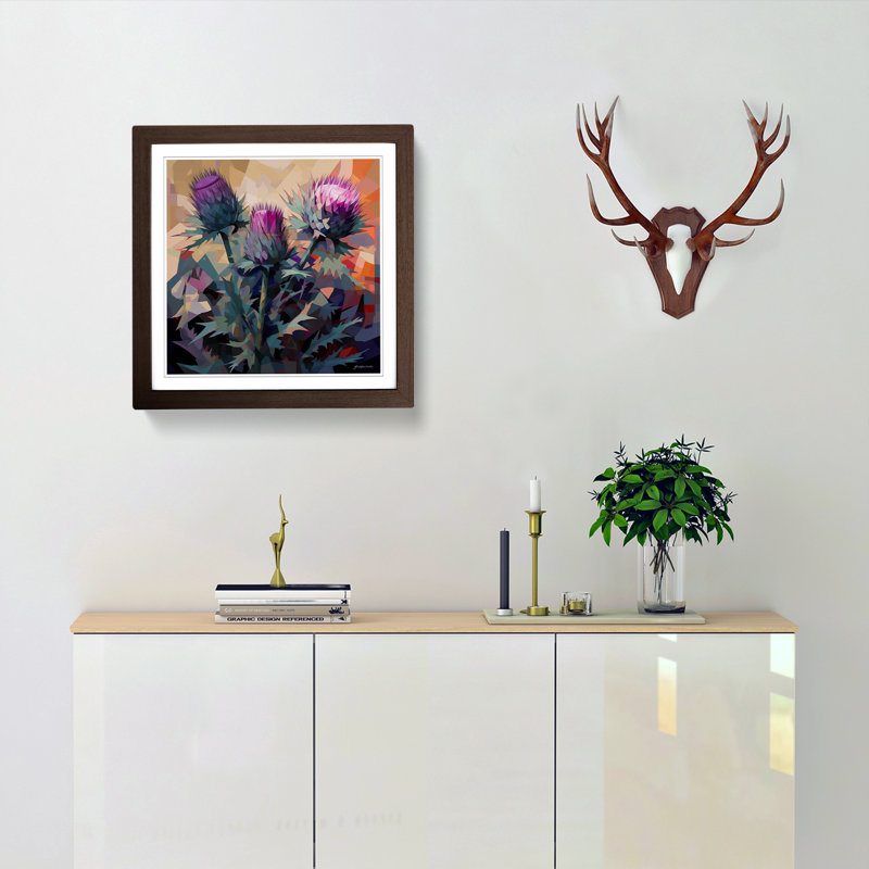 Thistle Cubism - Framed Print, Walnut