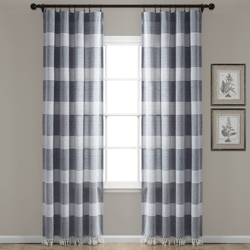 Paire de rideaux 100% coton Reyna, 40 po x 84 po, Bleu marine
