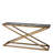 Console Table Criss Cross Brushed Brass Finish - Gray Marble