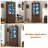 75"H Tall Farmhouse Kitchen Pantry Cabinet with LED Lights, Rustic Wooden Storage Cabinet With Arched Glass Doors & 3 Drawers, Pantry Organizers & Storage Cupboard for Kitchen & Dining Room-164269422