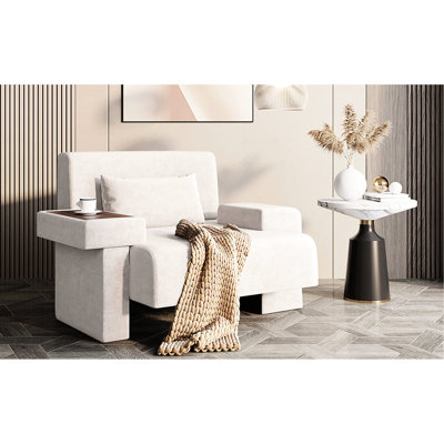 Fauteuil surdimensionné avec accoudoirs asymétriques - Assise rembourrée avec coussin de soutien lombaire moderne