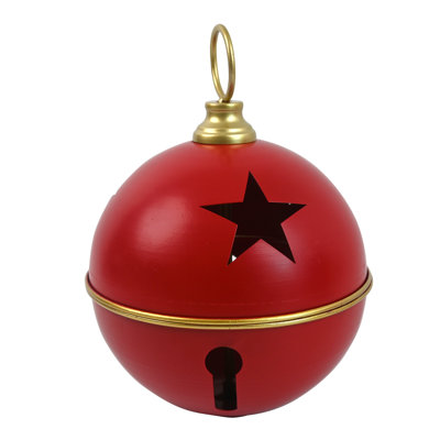 Large 16-Inch Vintage Iron Christmas Ball Ornament, Rustic Metal Hanging Decorative Sphere for Holiday Decor