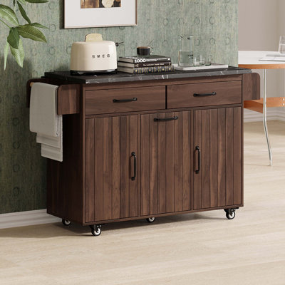 Îlot de cuisine avec armoire de rangement pour poubelle, chariot de cuisine avec abattant