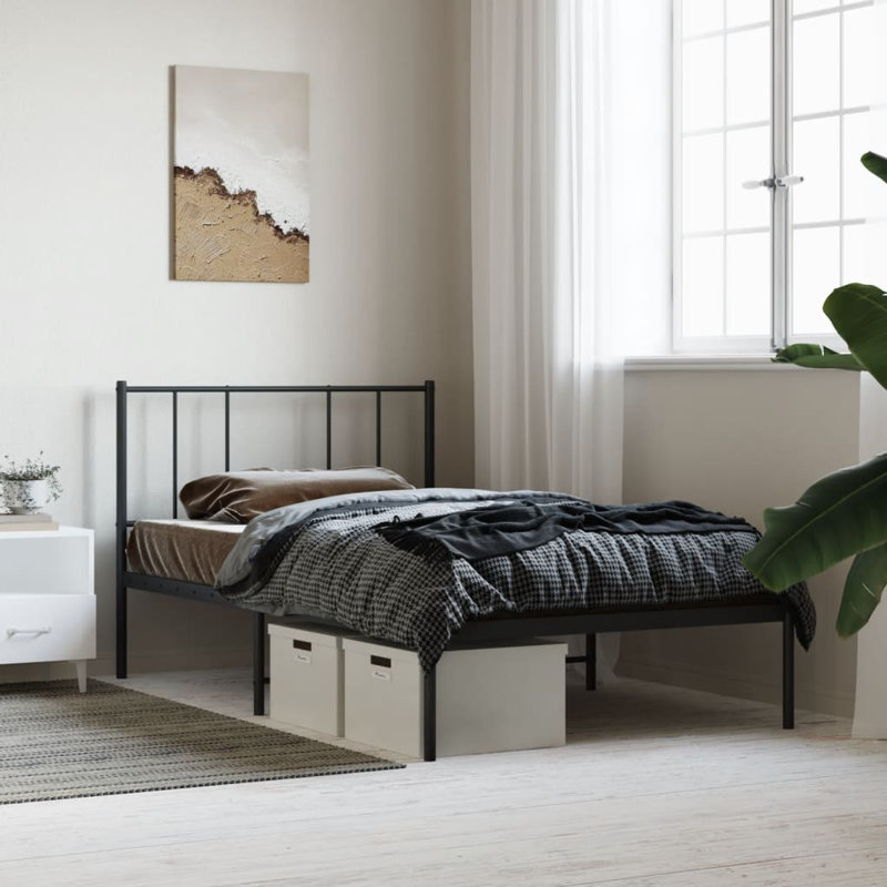 Lokesh Metal Bed, 183 x 213cm, Black