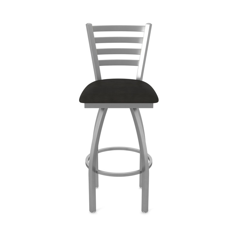 Jackie Swivel Stool, Vinyl-Canter Espresso, Stainless, Counter Stool (25" Seat Height)