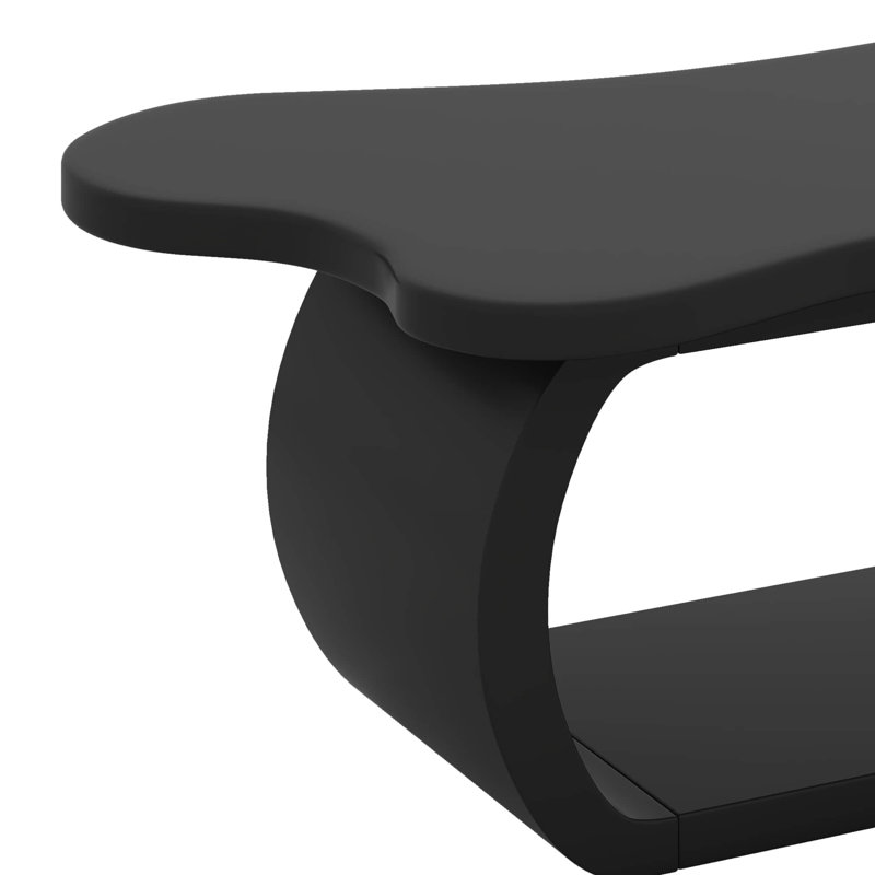 Table basse moderne Modern Cloud avec plateau, table de bout irrégulière de style crème avec pieds courbés, Noir