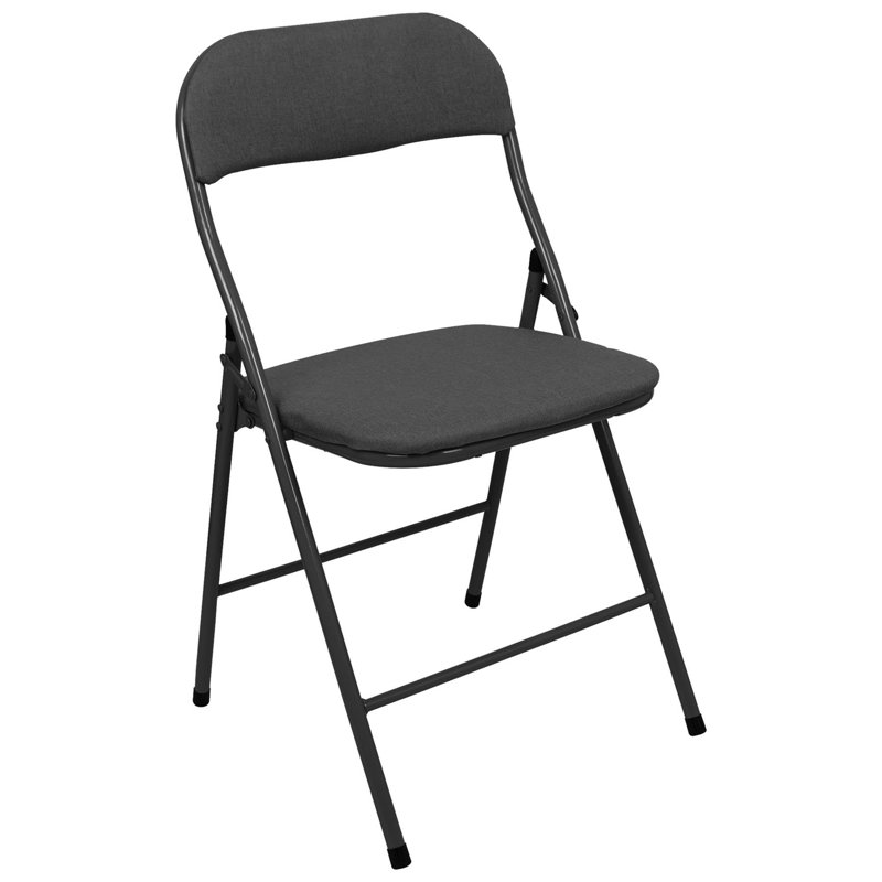 Cushioned Foldable Chair with Metal Frame, Black