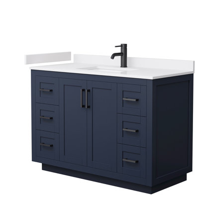 Ensemble de meuble-lavabo simple autoportant 48 po avec plateau en marbre Miranda